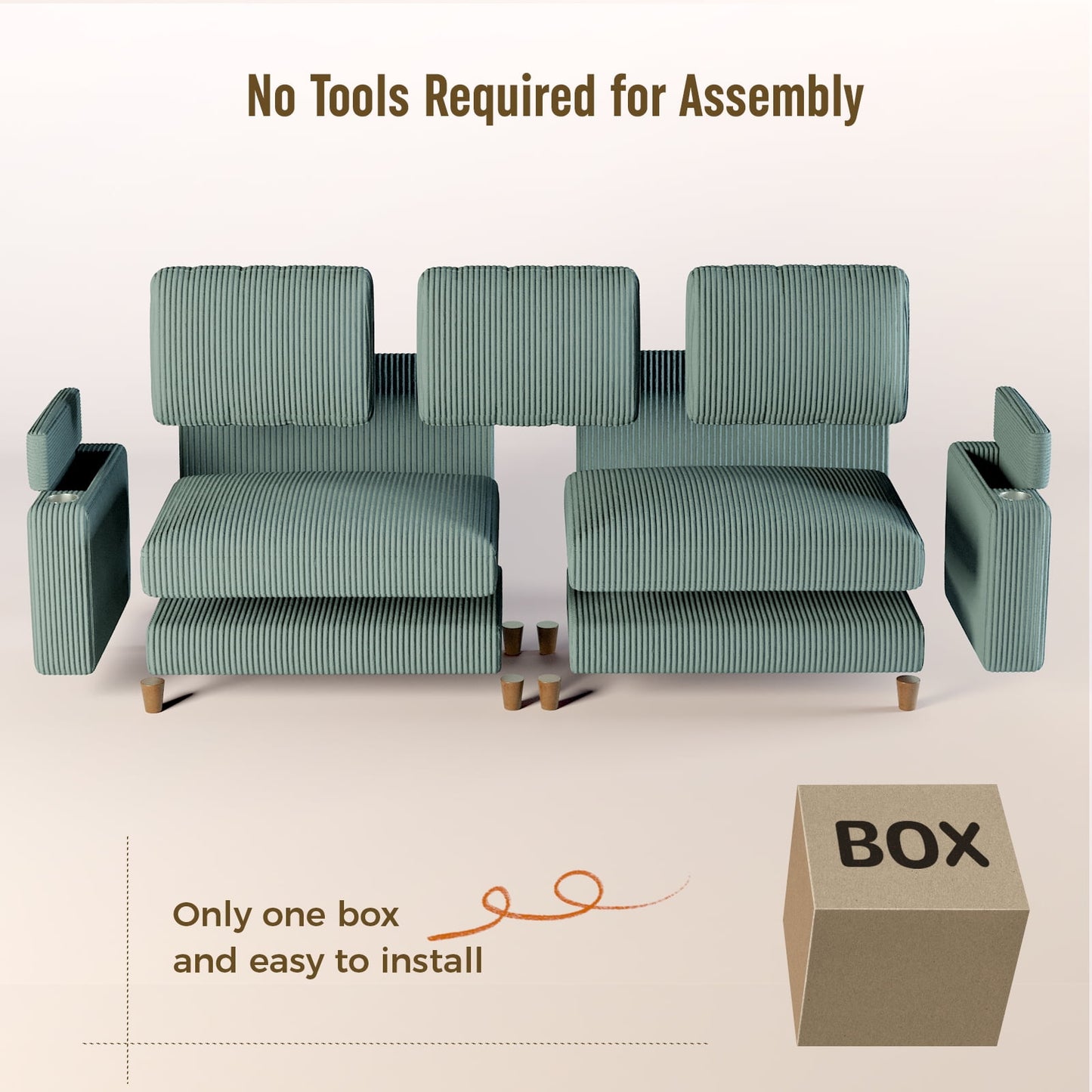 101" Corduroy Sofa,Oversized Couch with Wide Armchair with 3 Extra Deep Seats,Comfy Upholstered Couch with Cup holders and storage,2 pillows,Green