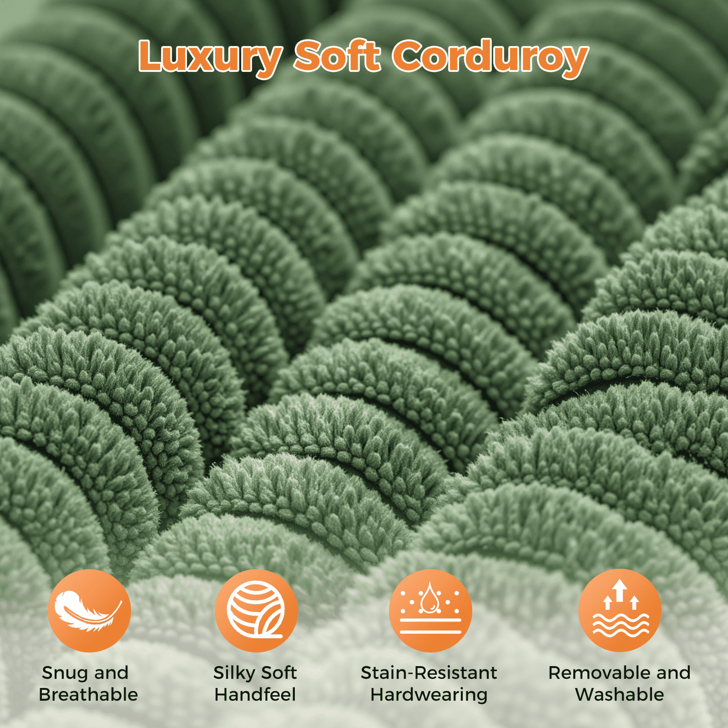 82" Corduroy Sofa for Living Room,Loveseat Sofa with Extra Deep Seat Couches ,Comfy Upholstered Couch Tool-Free Setup with 2 Pillows,Green