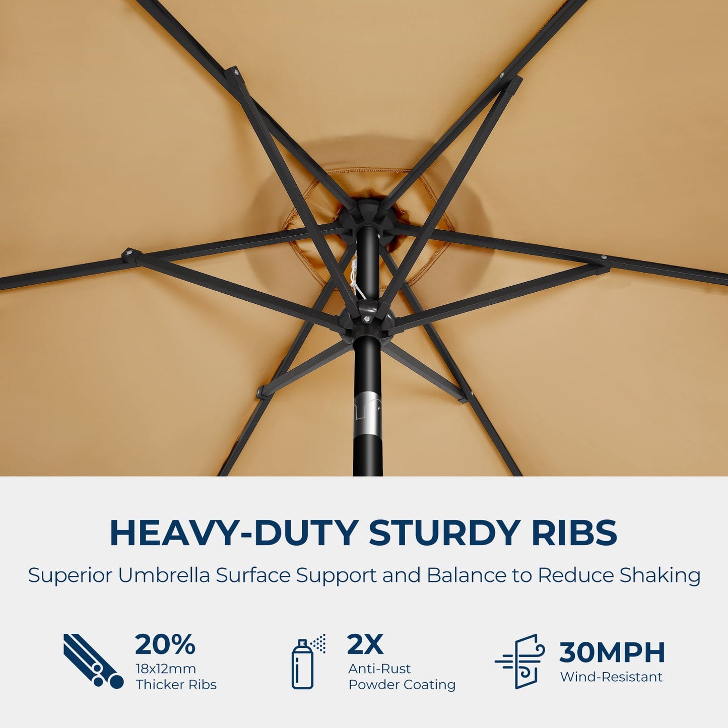 Patio Umbrella,7.5ft Outdoor Table Umbrella with Push Button Tilt and Crank,Market Umbrella 6 Sturdy Ribs,Yard Umbrella