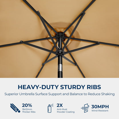Patio Umbrella,7.5ft Outdoor Table Umbrella with Push Button Tilt and Crank,Market Umbrella 6 Sturdy Ribs,Yard Umbrella
