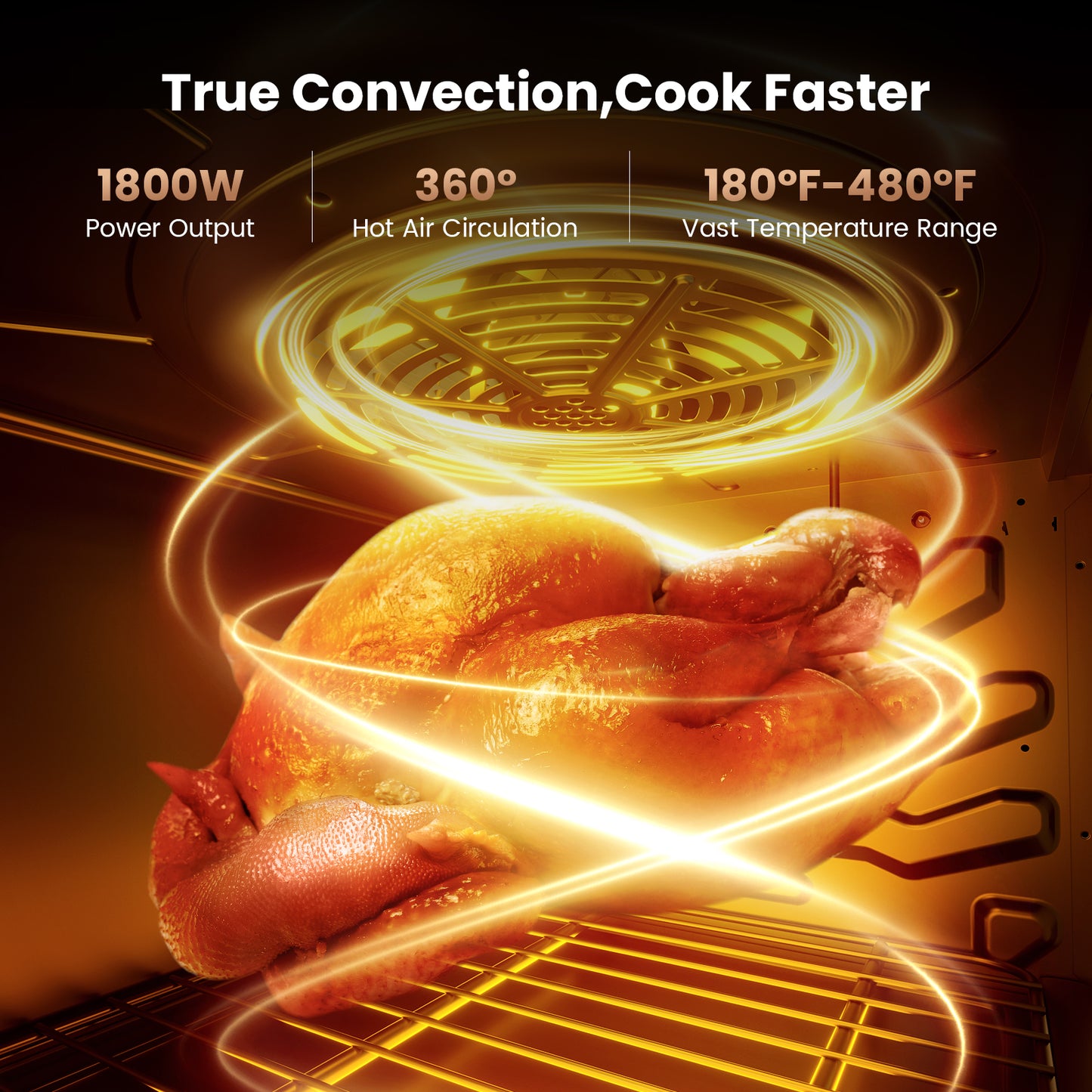 Patbrela Air Fryer 26QT Convection Oven with 10-in-1 Multi Function, Visible Window and Touchscreen, Black