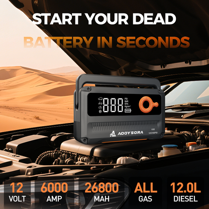 6000A Jump Starter with Air Compressor,Car Battery Jump Starter (for All Gas or up to 12L Diesel),12V Jump Pack with 150PSI Digital Tire Inflator,Built-in LED Bright