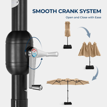 13ft Patio Umbrella with Base,Double Sided Outdoor Large Rectangular Patio Umbrella with Crank Handle, for Lawn Garden,Home,Outdoor Activities