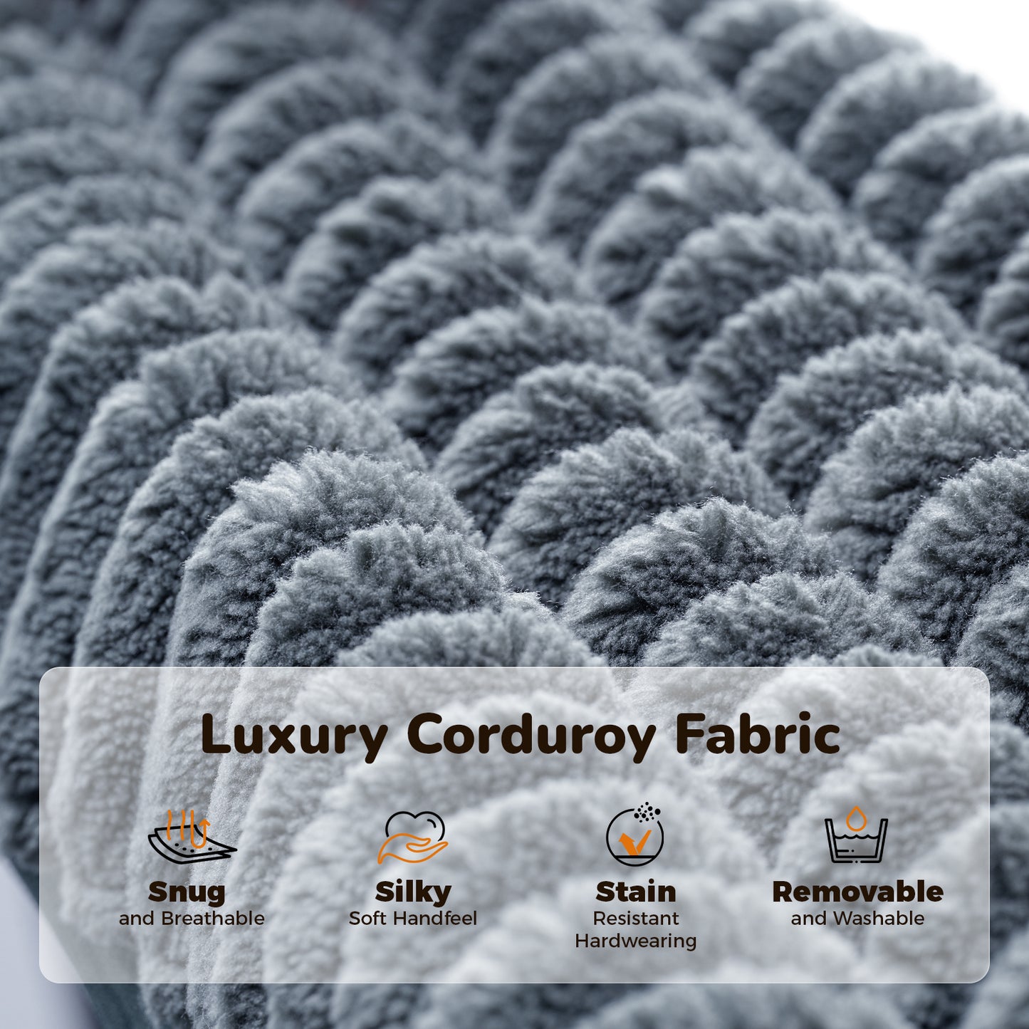 101" Corduroy Sofa,24" Extra Deep Seat Couch with Wide Storage Armchair,Comfy Upholstered Oversized Loveseat with Cup Holder,2 Pillows,Gray