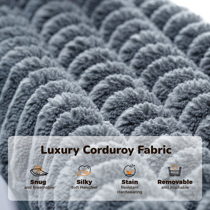 101" Corduroy Sofa,24" Extra Deep Seat Couch with Wide Storage Armchair,Comfy Upholstered Oversized Loveseat with Cup Holder,2 Pillows,Gray