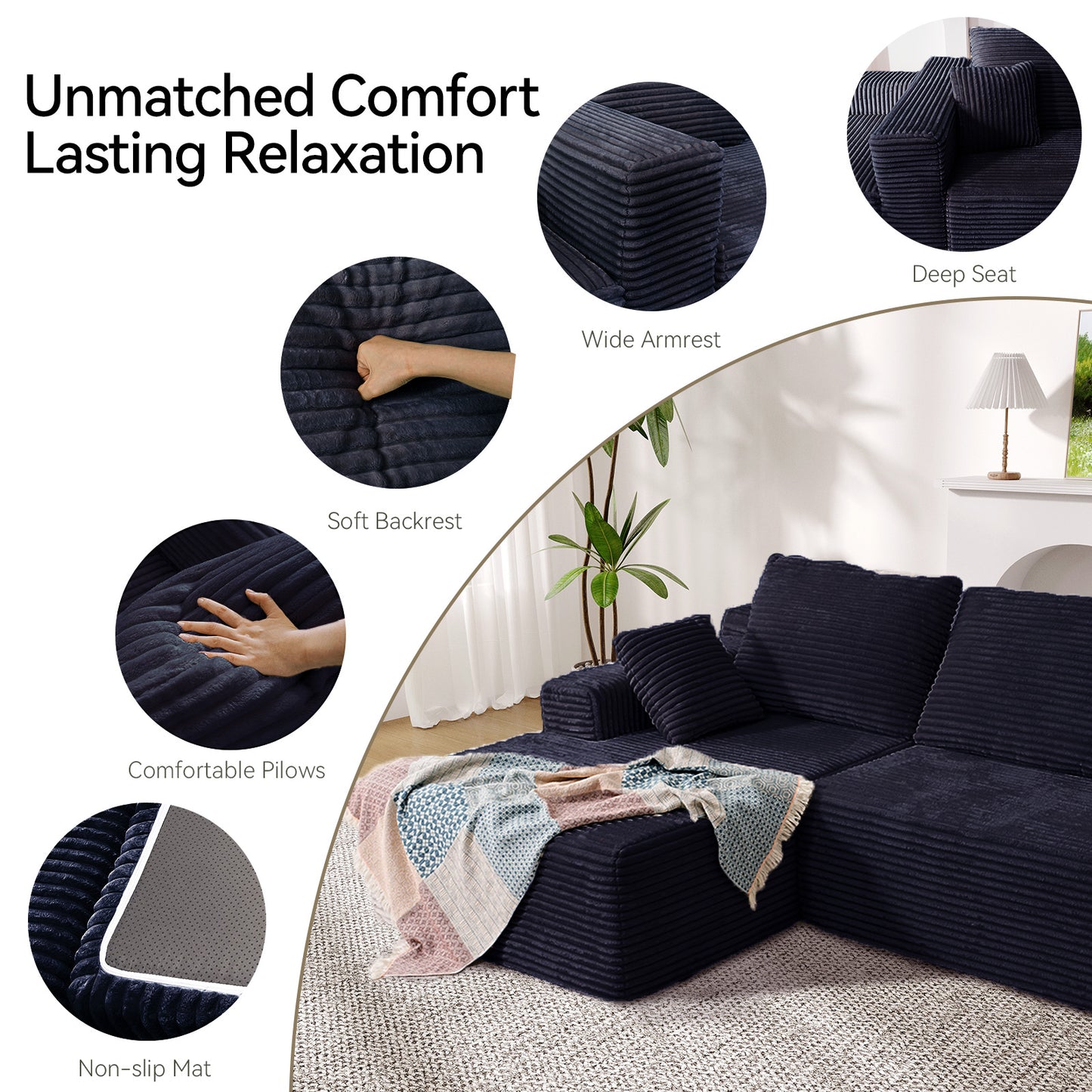 Sofa,Comfy Teddy Fleece Love Seat Couch,Extra Deep Seats Sofas,Tool-Free Setup Couch with 2 Pillows