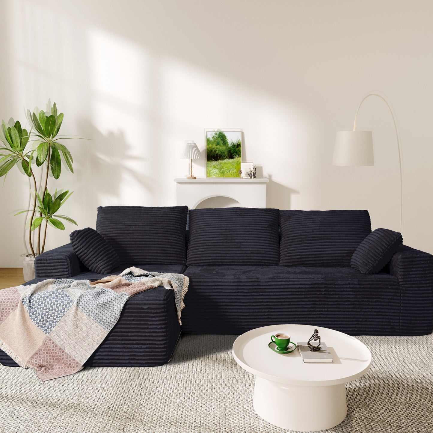 Sofa,Comfy Teddy Fleece Love Seat Couch,Extra Deep Seats Sofas,Tool-Free Setup Couch with 2 Pillows