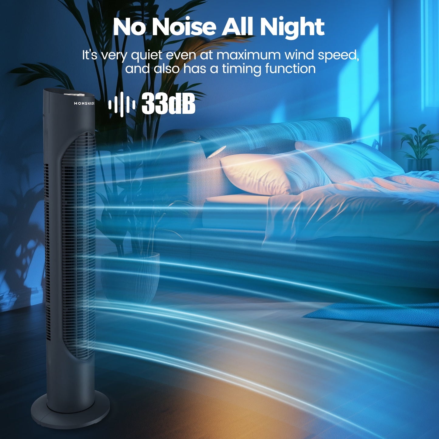 32"Tower Fan Oscillating Cooling Fan,3 Speeds 3 Wind Modes Timer,Standing Fan for Home,Bedroom & Office