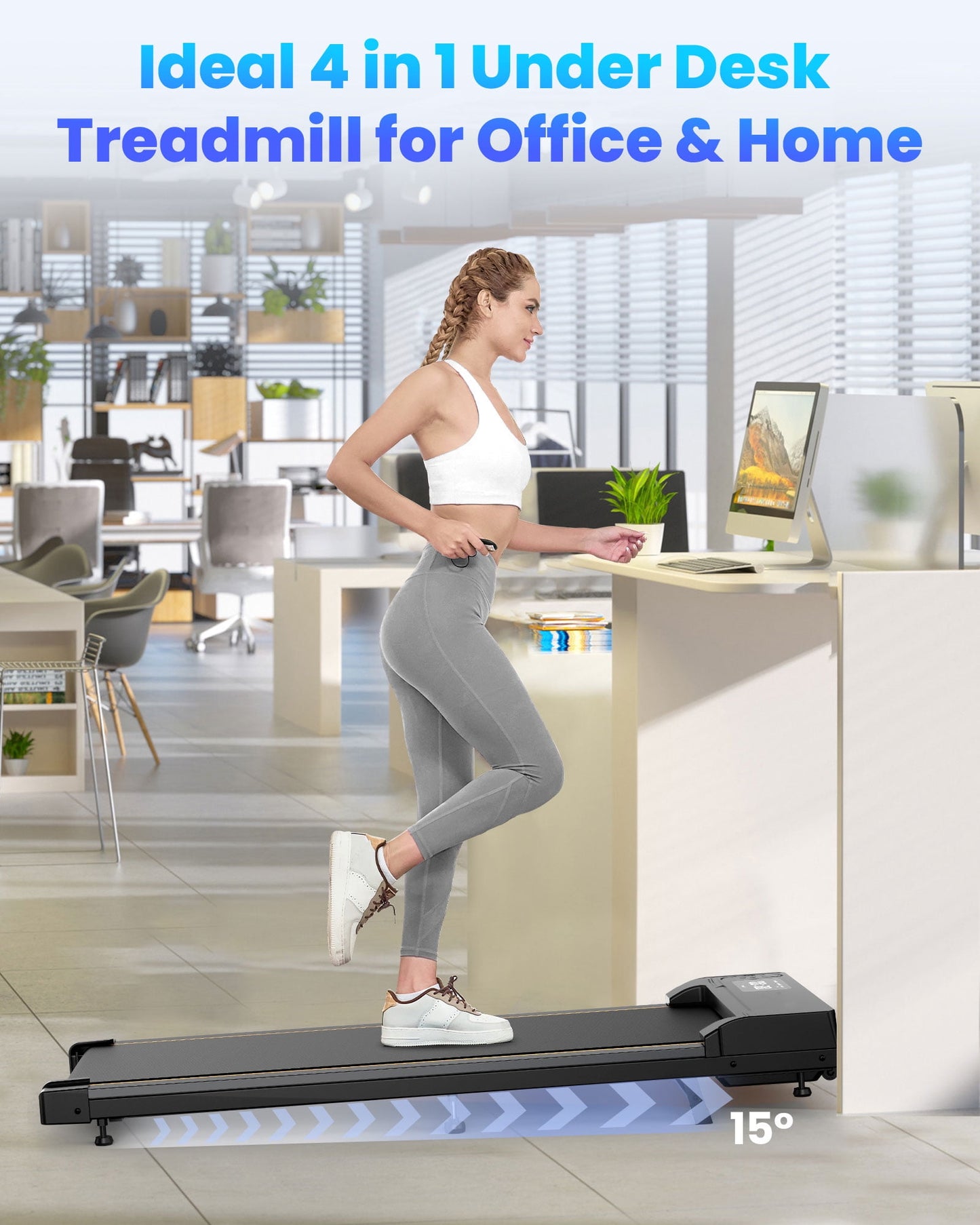 Walking Pad with Incline,Patbrela 2.5 HP Under Desk Treadmill Small with LED Display &Remote Control,4 in 1 Incline Walking Pad 300 Lbs Portable Treadmill for Home Office