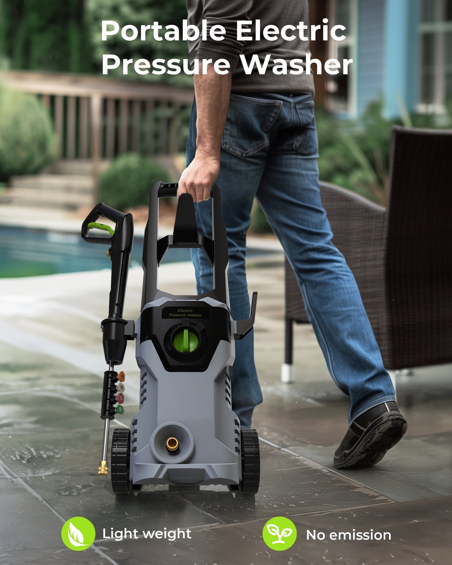 Electric Pressure Washer,4800PSI Max 3.2 GPM Portable Power Washer with 25FT Cord,23FT Hose,4 Quick Nozzles,Foam Cannon High Power Washers Electric Powered for Car,Garden, Patio,Blue