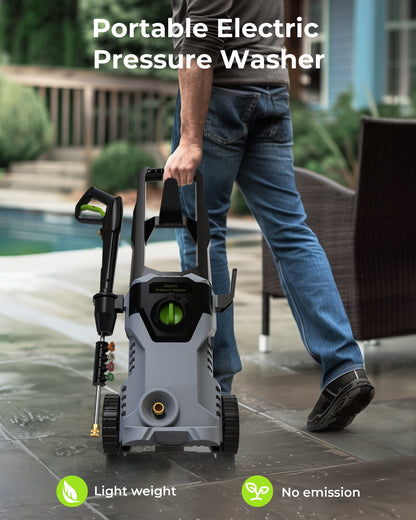 Electric Pressure Washer,4800PSI Max 3.2 GPM Portable Power Washer with 25FT Cord,23FT Hose,4 Quick Nozzles,Foam Cannon High Power Washers Electric Powered for Car,Garden, Patio,Blue
