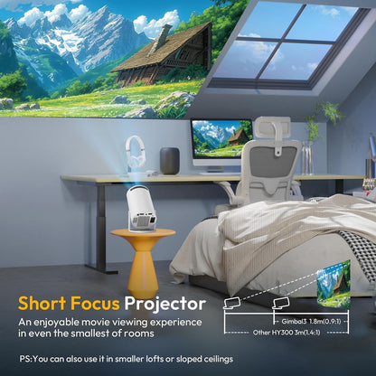 4K 1080P Support Mini Projector, Portable Projector with 8000 Lumens WIFI 6 and BT5.0,HOMSHADE Movie Projector Auto Keystone Compatible for Laptop, PC, Smartphone (White)