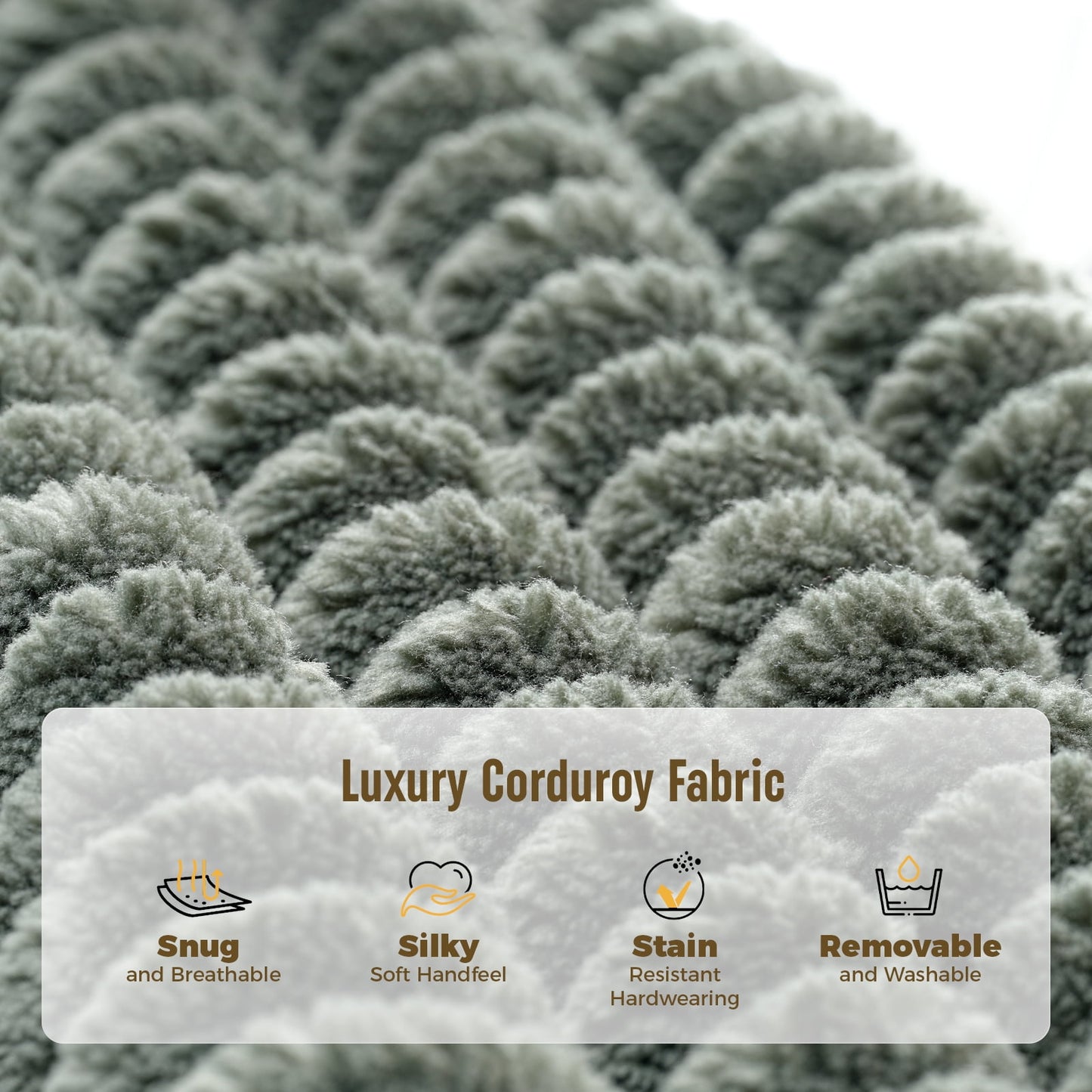 101" Corduroy Sofa,Oversized Couch with Wide Armchair with 3 Extra Deep Seats,Comfy Upholstered Couch with Cup holders and storage，2 pillows,Green