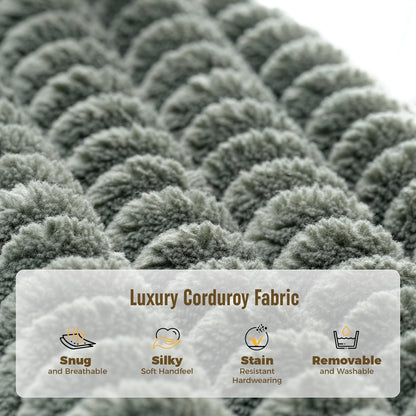 101" Corduroy Sofa,Oversized Couch with Wide Armchair with 3 Extra Deep Seats,Comfy Upholstered Couch with Cup holders and storage，2 pillows,Green