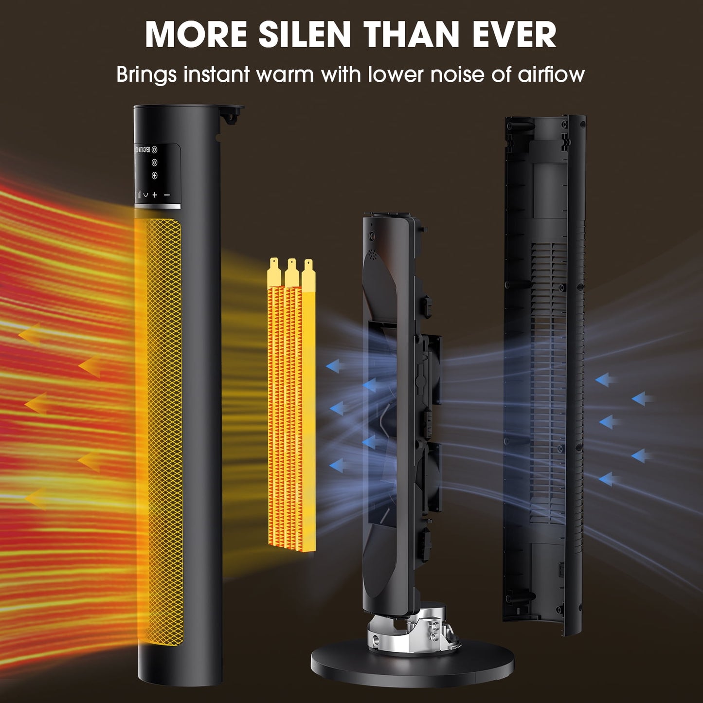 Space Heater Indoor, 1500W Fast Safety Ceramic PTC Electric Heaters with Thermostat Remote,60°Oscillation, 24H Timer,for Home Bedroom Office