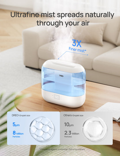 6L Warm & Cool Mist Ultrasonic Topfill Air Humidifier and Vaporizers,Auto Shut-off,Quiet Air Humidifier for Bedroom,Nursery,Office,Indoor,Blue