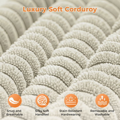 83" Corduroy Sofa,Loveseat Sofa with Extra Deep Seat Couches ,Comfy Upholstered Couch for Living Room,Tool-Free Setup with 2 Pillows,Beige