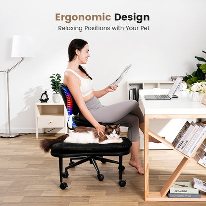 Upgraded Ergonomic Cross Legged Swivel Chair, Adjustable Height and PU Leather, Meditation Chair with Wheels, Wide Kneeling Chair with Back Support, Home and Office