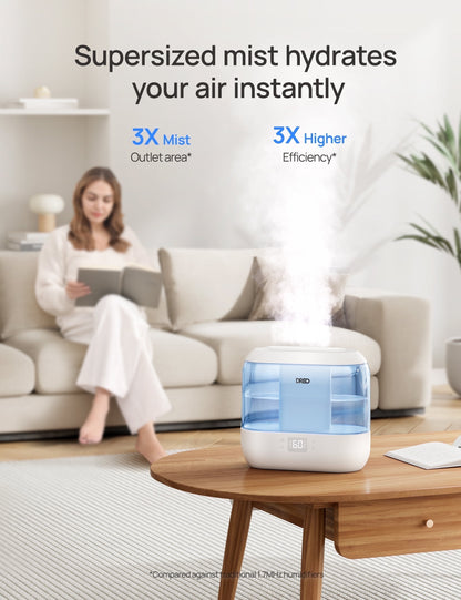 6L Warm & Cool Mist Ultrasonic Topfill Air Humidifier and Vaporizers,Auto Shut-off,Quiet Air Humidifier for Bedroom,Nursery,Office,Indoor,Blue