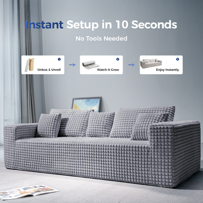 Sectional Sofa with Ottoman, Small L Shaped Free Combination Corduroy Couch Furniture Sets for Living Room