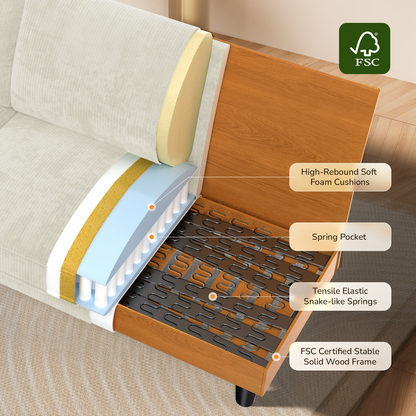 83" Corduroy Sofa,Loveseat Sofa with Extra Deep Seat Couches ,Comfy Upholstered Couch for Living Room,Tool-Free Setup with 2 Pillows,Beige