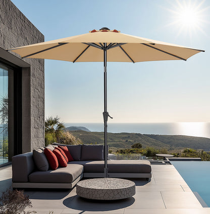 Patio Umbrella,7.5ft Outdoor Table Umbrella with Push Button Tilt and Crank,Market Umbrella 6 Sturdy Ribs,Yard Umbrella