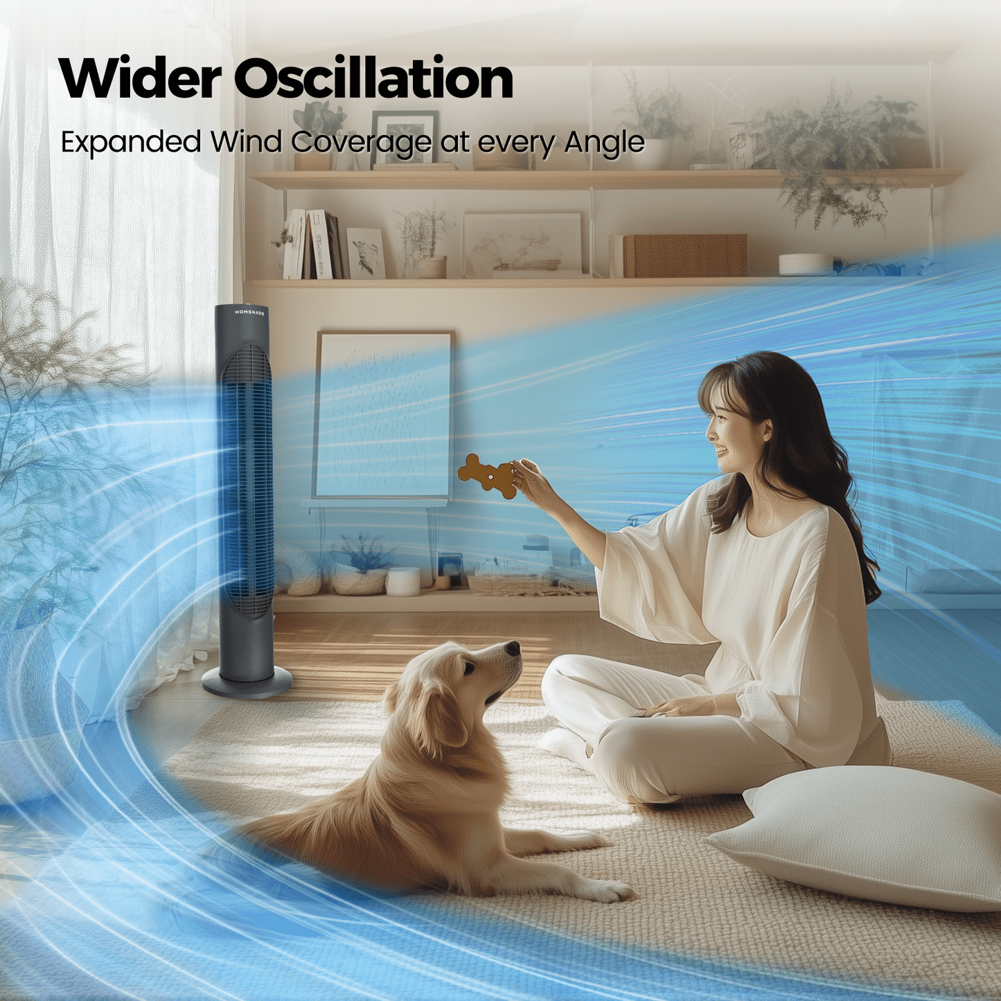 32"Tower Fan Oscillating Cooling Fan,3 Speeds 3 Wind Modes Timer,Standing Fan for Home,Bedroom & Office