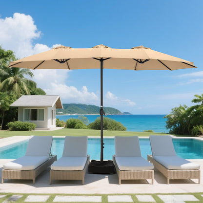 13ft Patio Umbrella with Base,Double Sided Outdoor Large Rectangular Patio Umbrella with Crank Handle, for Lawn Garden,Home,Outdoor Activities