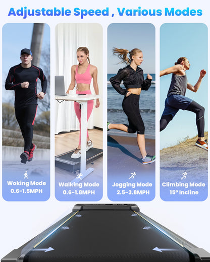 Walking Pad with Incline,Patbrela 2.5 HP Under Desk Treadmill Small with LED Display &Remote Control,4 in 1 Incline Walking Pad 300 Lbs Portable Treadmill for Home Office