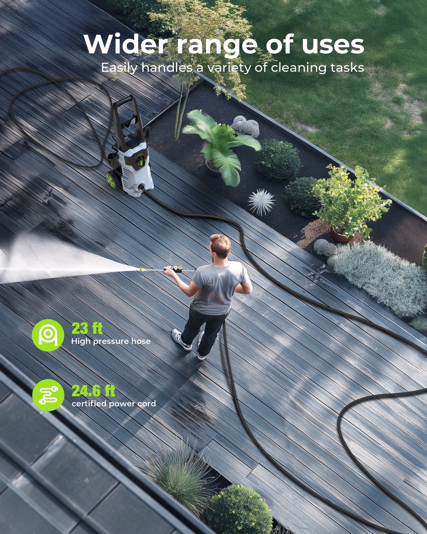 Electric Pressure Washer,4800PSI Max 3.2 GPM Portable Power Washer with 25FT Cord,23FT Hose,4 Quick Nozzles,Foam Cannon High Power Washers Electric Powered for Car,Garden, Patio,Blue