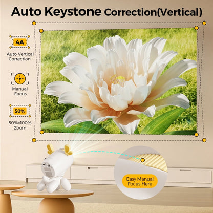 Projector 4K 1080P Support, Mini Projector Smart for Movie Projection Compatible with Phone