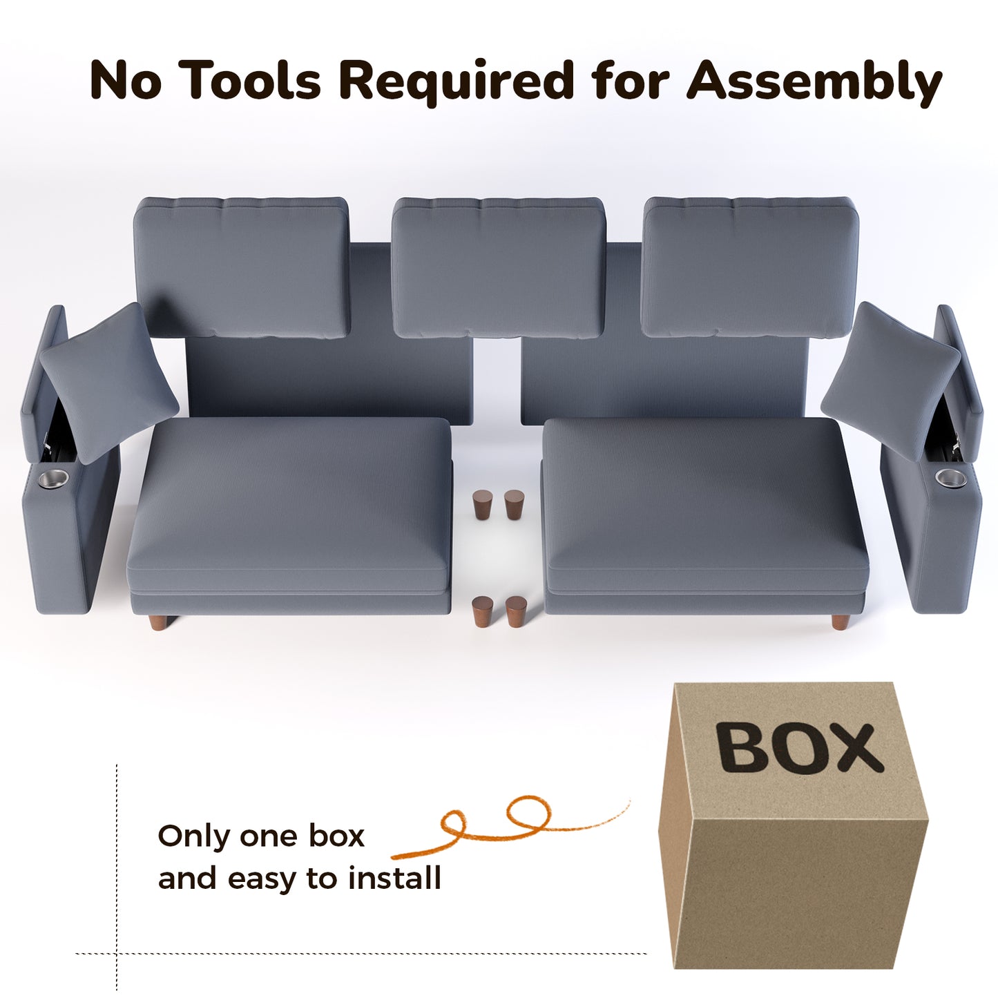 101" Corduroy Sofa,24" Extra Deep Seat Couch with Wide Storage Armchair,Comfy Upholstered Oversized Loveseat with Cup Holder,2 Pillows,Gray