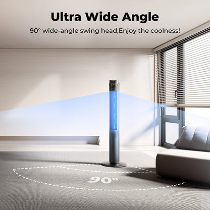 41Inch Tower Fan for Home,LED Display with Remote,90°Oscillating Fans,26 ft/s High Velocity,3 Speeds,12H Timer,3 Modes,For Home,Living Room,Office-Black