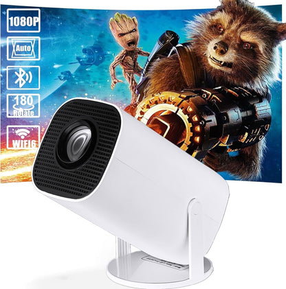 Mini Projector,4K 1080P Support Portable Projector with WIFI 6 and Bluetooth,Smart Movie Projector Auto Keystone Compatible for Laptop, PC, Smartphone