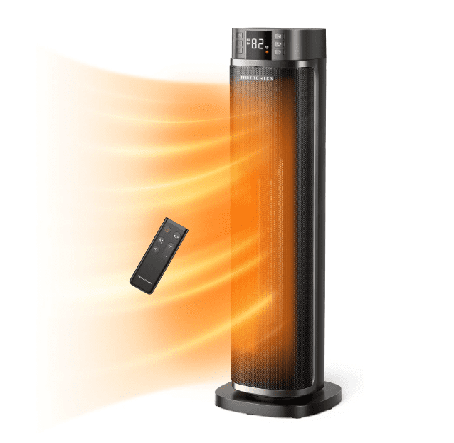 Space Heater Indoor, 1500W Fast Safety Ceramic PTC Electric Heaters with Thermostat Remote,60°Oscillation, 24H Timer,for Home Bedroom Office