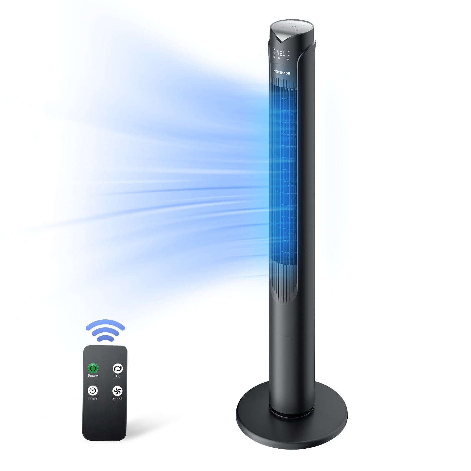 41Inch Tower Fan for Home,LED Display with Remote,90°Oscillating Fans,26 ft/s High Velocity,3 Speeds,12H Timer,3 Modes,For Home,Living Room,Office-Black