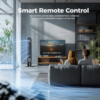 Tower Fan,36" Standing Floor Fan for Bedroom with Remote LED Touchscreen,HOMSHADE Wide Oscillating Fan,Quiet Home Fan,26 ft/s High Velocity,4 Speeds,4 Modes,8H Timer