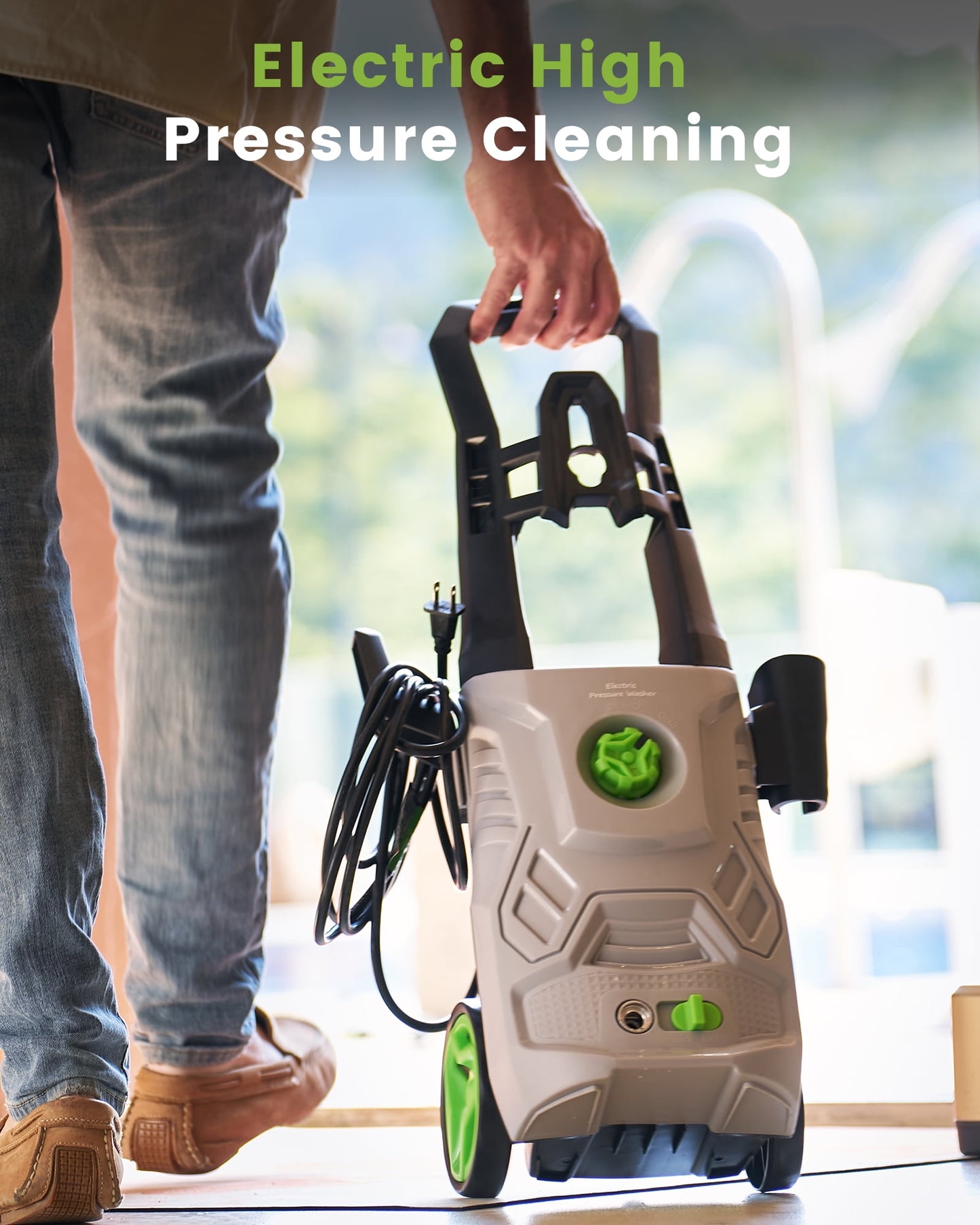 Electric Pressure Washer,3000PSI Max 2.4 GPM Power Washer with 23 ft Hose,Adjustable Angle Nozzle 0-60°,Foam Cannon, Car Washing Gloves,Suitable for Clean Vehicles, Patios,Driveways,Fences,Pool