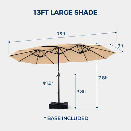 13ft Patio Umbrella with Base,Double Sided Outdoor Large Rectangular Patio Umbrella with Crank Handle, for Lawn Garden,Home,Outdoor Activities