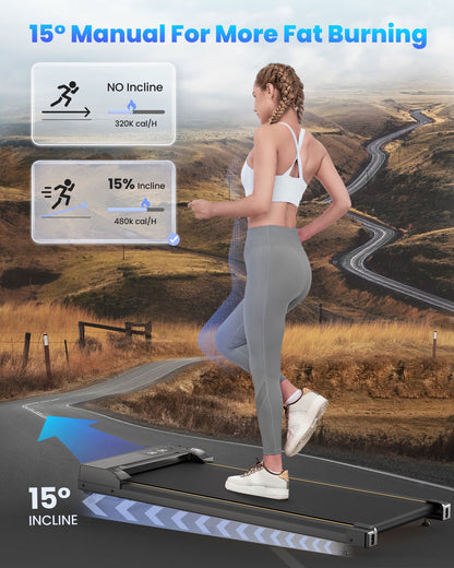 Walking Pad with Incline,Patbrela 2.5 HP Under Desk Treadmill Small with LED Display &Remote Control,4 in 1 Incline Walking Pad 300 Lbs Portable Treadmill for Home Office