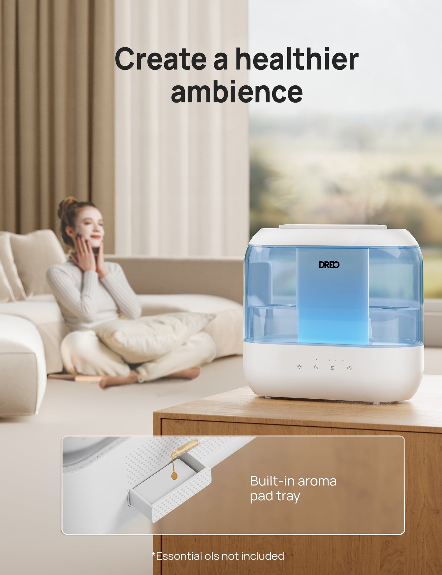 6L Warm & Cool Mist Ultrasonic Topfill Air Humidifier and Vaporizers,Auto Shut-off,Quiet Air Humidifier for Bedroom,Nursery,Office,Indoor,Blue