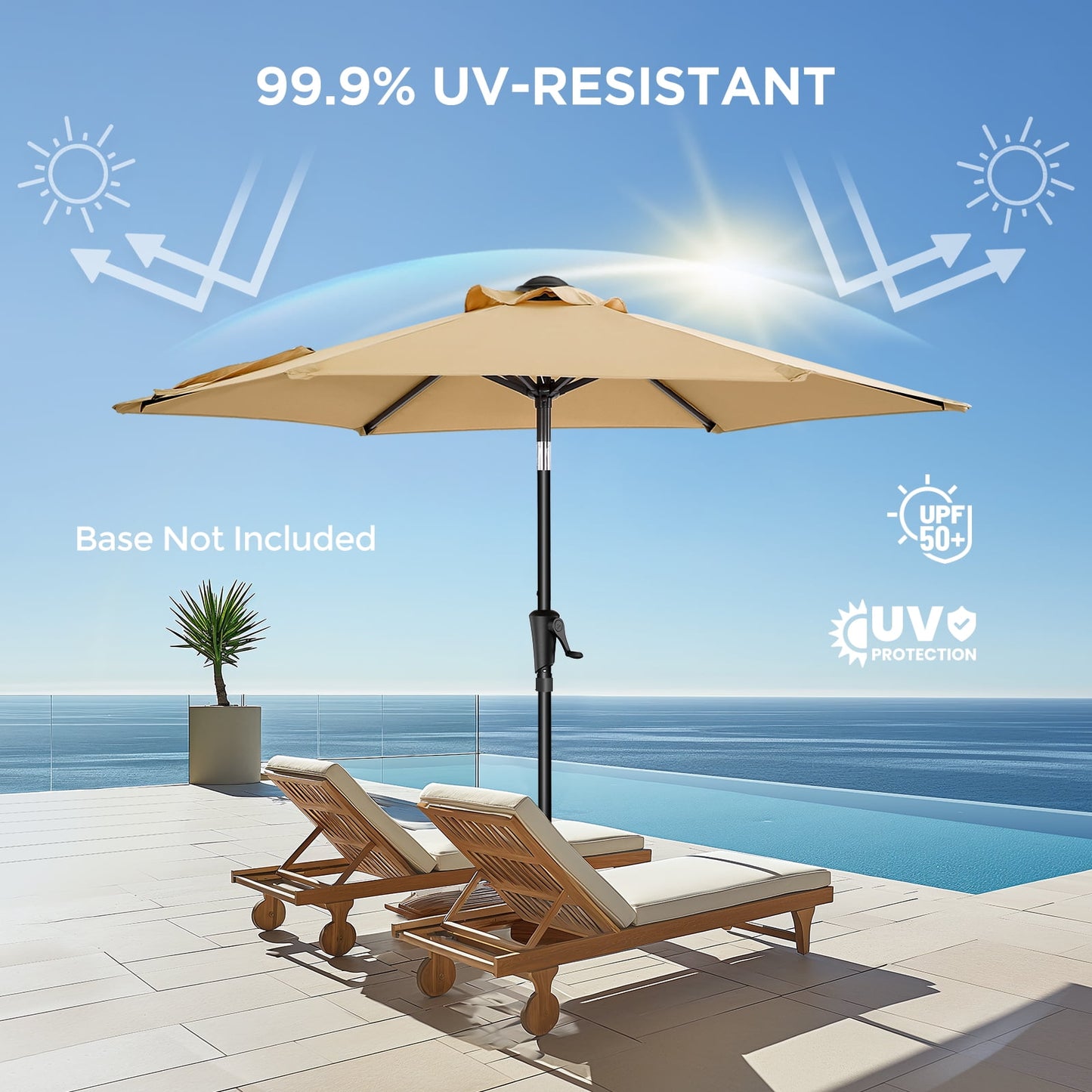 Patio Umbrella,7.5ft Outdoor Table Umbrella with Push Button Tilt and Crank,Market Umbrella 6 Sturdy Ribs,Yard Umbrella