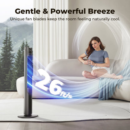 41Inch Tower Fan for Home,LED Display with Remote,90°Oscillating Fans,26 ft/s High Velocity,3 Speeds,12H Timer,3 Modes,For Home,Living Room,Office-Black