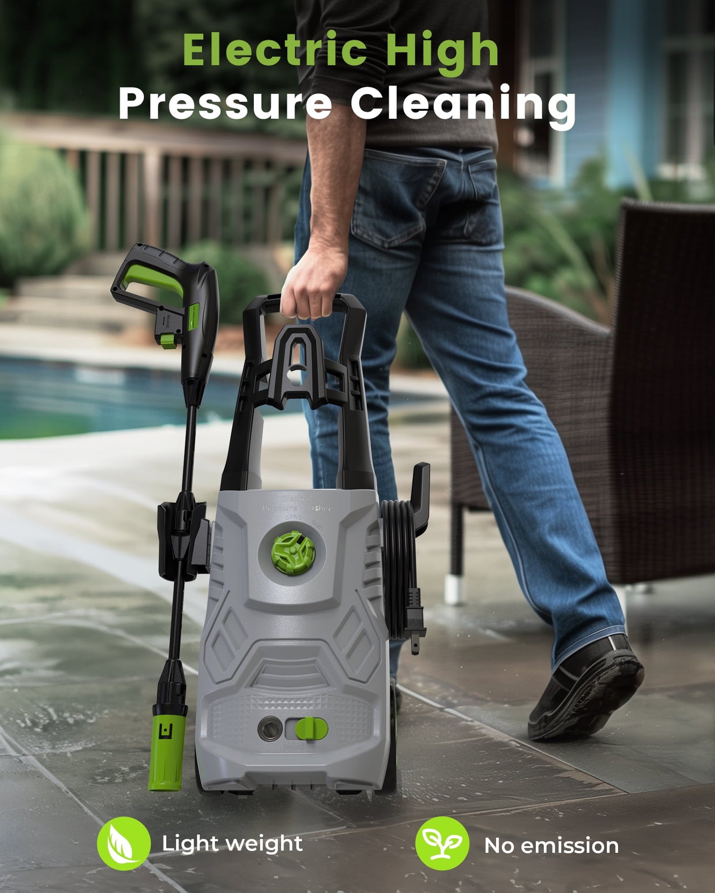 Electric Pressure Washer,3000PSI Max 2.4 GPM Power Washer with 23 ft Hose,Adjustable Angle Nozzle 0-60°,Foam Cannon, Car Washing Gloves,Suitable for Clean Vehicles, Patios,Driveways,Fences,Pool