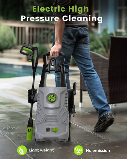 Electric Pressure Washer,3000PSI Max 2.4 GPM Power Washer with 23 ft Hose,Adjustable Angle Nozzle 0-60°,Foam Cannon, Car Washing Gloves,Suitable for Clean Vehicles, Patios,Driveways,Fences,Pool