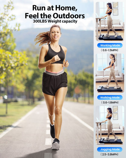 Walking Pad,Patbrela Under Desk Treadmills for Home,3 in 1 Portable Walking Pad,Treadmill 2.5 HP Quiet Walking Jogging Machine for Office Home Use,265 Lbs